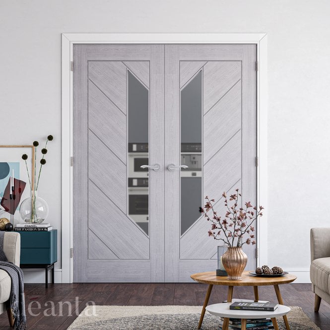 Deanta Torino Light Grey Ash 1 Lite Glazed Door