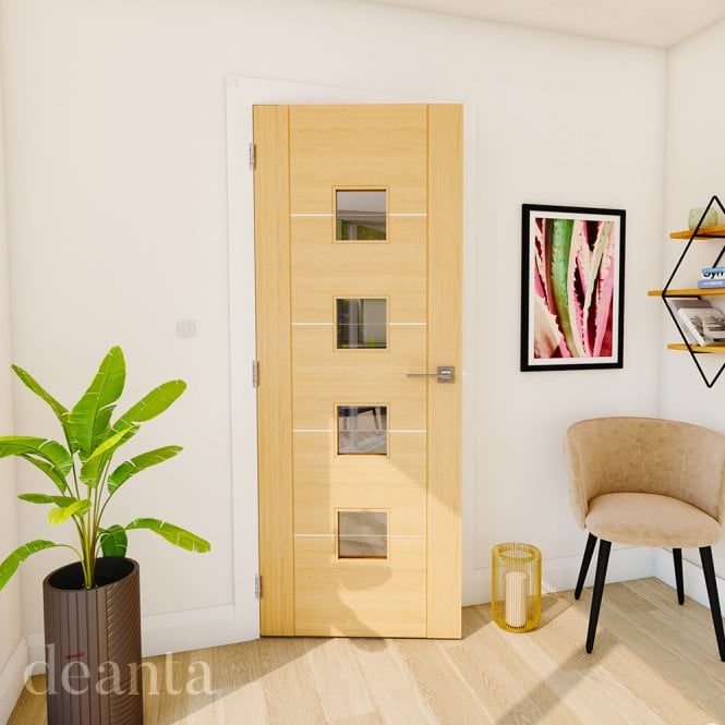 Deanta Valencia Prefinished Oak 4 Lite Glazed Door