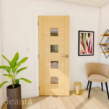 Valencia Prefinished Oak 4 Lite Glazed Door