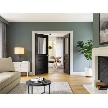 Windsor Black Prefinished Bevelled Glaze Door
