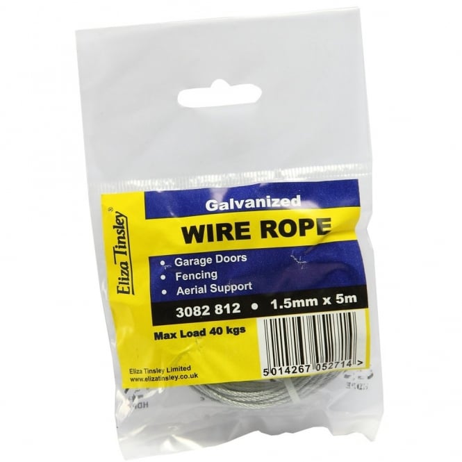 Eliza Tinsley 1.5mm Wire Rope Galvanised 5m Length (Pack of 10)