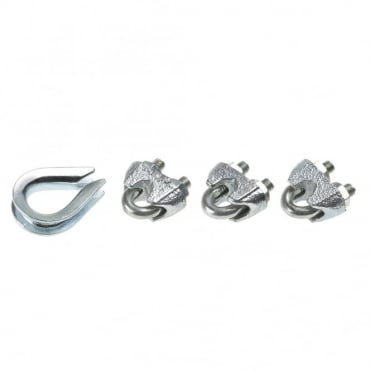 1/8inch  Bright Zinc Plated (BZP) Wire Rope Grip & Thimble (Box of 5)