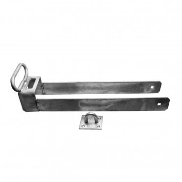 18" Galv Lockable Throw Over Gate Loop with Staple & Handle