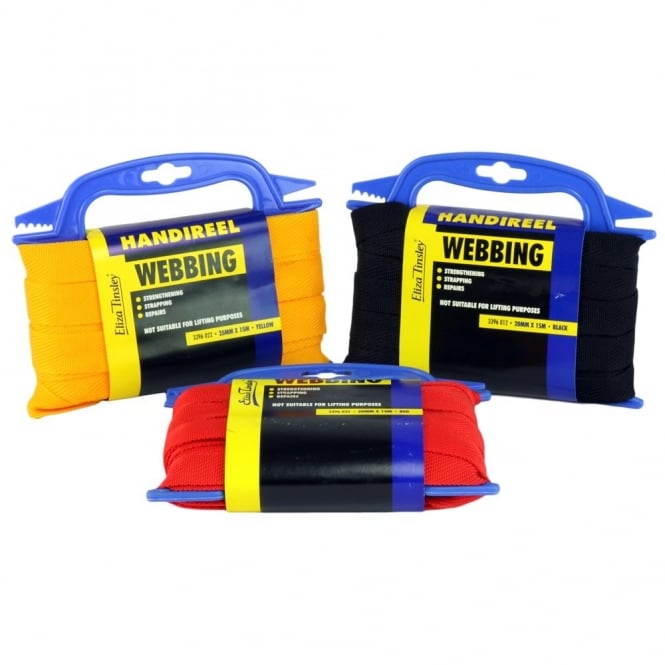Eliza Tinsley 25mm Yellow Webbing Hand reel x 15M (Box of 5)