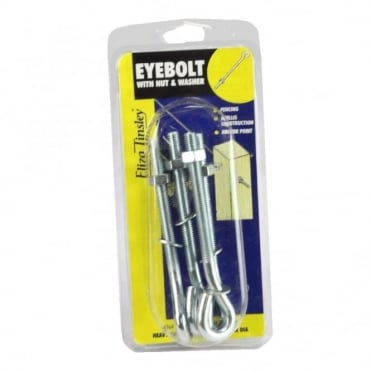 300mm x M8 Bright Zinc Plated (BZP) Unweld Eyebolt N&W (Box of 5)