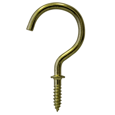 38MM Brass Plated Screw In Cup Hook - Box of 10 Packs - 4 Pieces Per Pack
