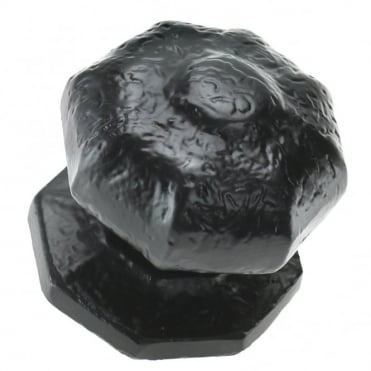 Centre Door Knob Octagonal 63mm Black (Box of 5)