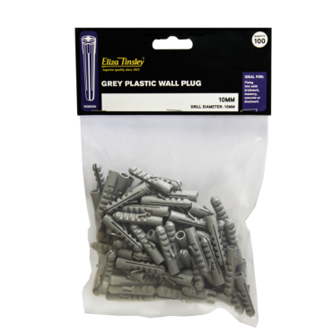 Grey Plastic Nylon Wall Plugs - Box of 5 Packs of 100 Pieces