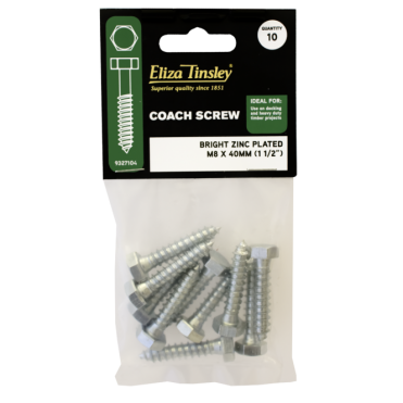 M10 X 100MM Galvanised Coach Screws - Box of 5 Packs of 5 Pieces