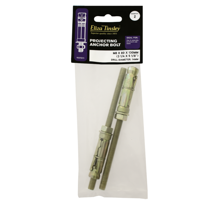 Eliza Tinsley M10 X 70P Projecting Anchor Bolts - Box of 5 Packs of 2 Pieces