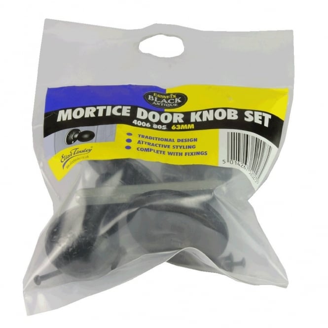 Eliza Tinsley Mortise Door Knob Set 63mm Black (Box of 5)