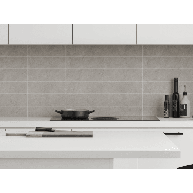 Fibo 30x10cm Rectangular Tile Splashback - Grey Sahara (Pack of 2)