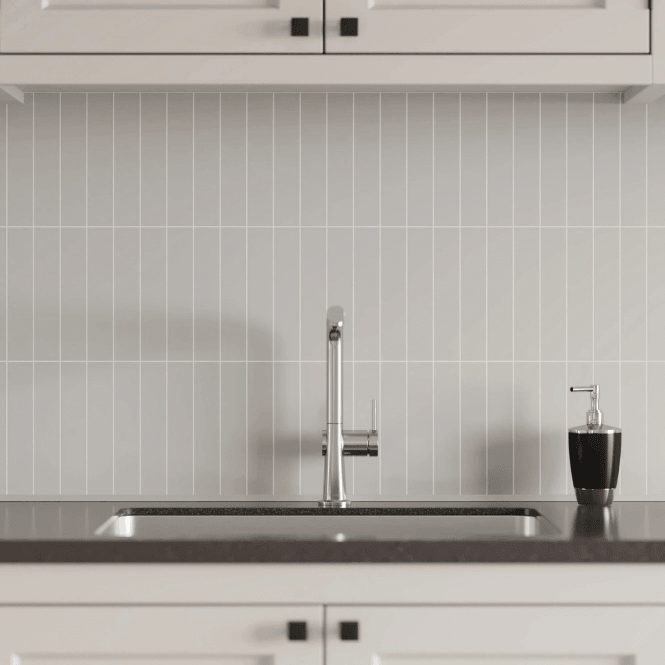 Fibo 4x20cm Vertical Tile Splashback - Warm Grey (Pack of 2)