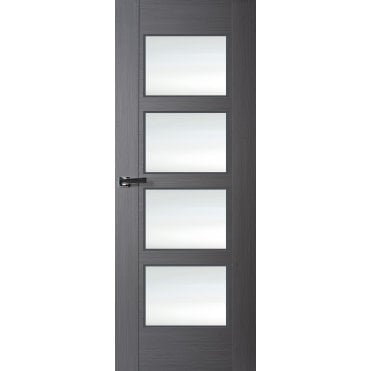 Zamora Internal Grey Laminated 4 Light Door - White Laminated Glass