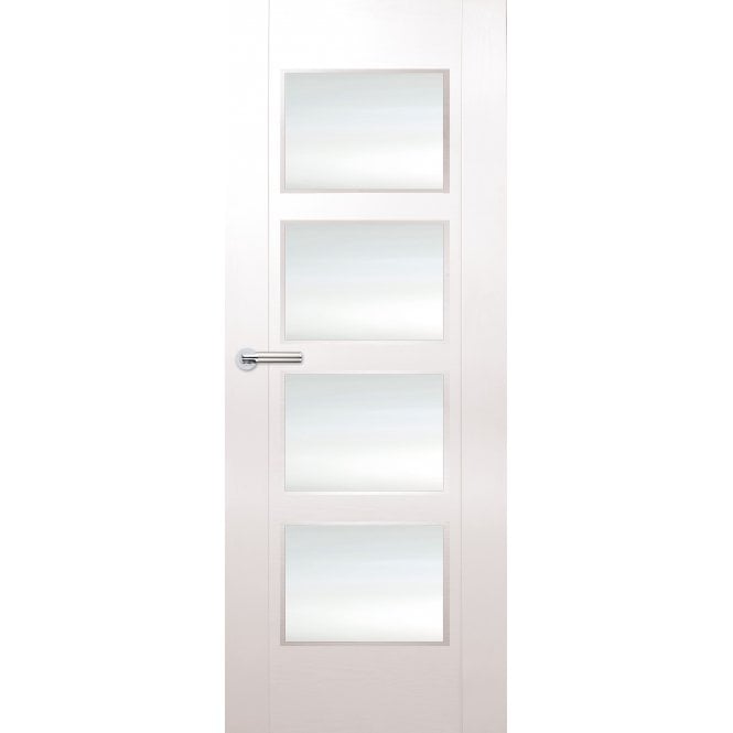 Finewood Zamora Internal White Laminated 4 Light Door - Clear Flat Glass