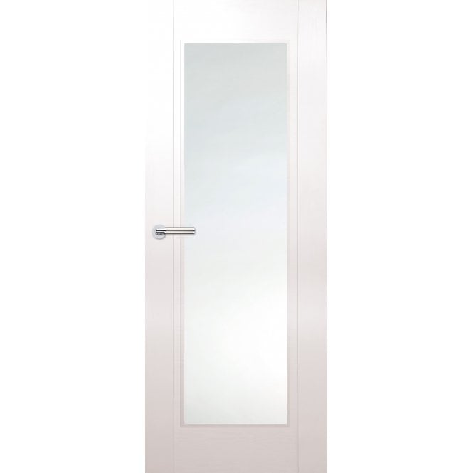 Finewood Zamora Internal White Laminated Full Light Door - White Laminated Glass