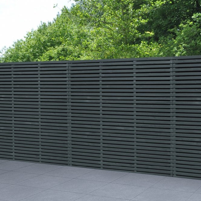 Forest 1.8m x 1.8m Contemporary Double Slatted Fence Panel - Anthracite Grey