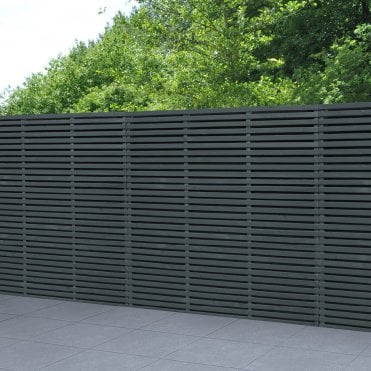 1.8m x 1.8m Contemporary Double Slatted Fence Panel - Anthracite Grey