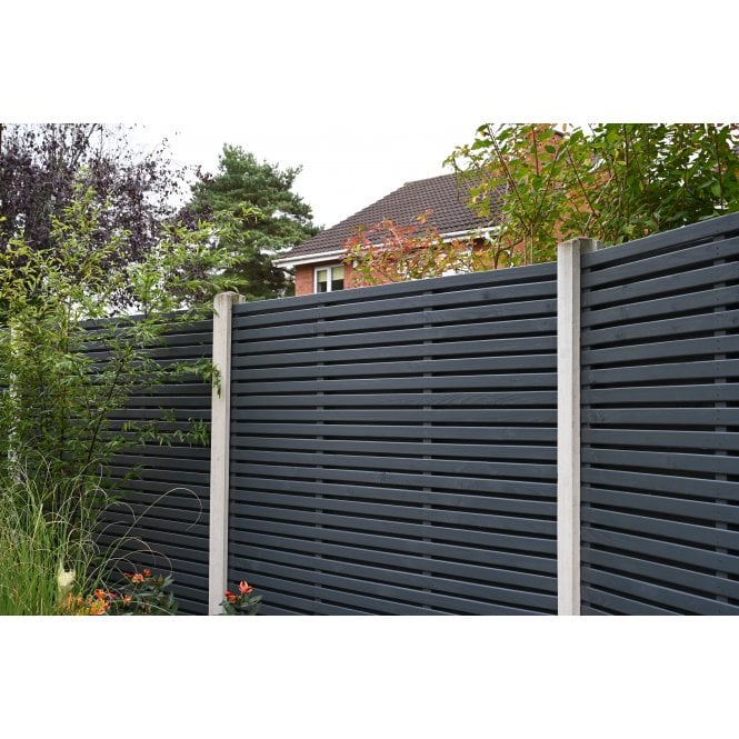 Forest 1.8m x 1.8m Contemporary Double Slatted Fence Panel - Anthracite Grey