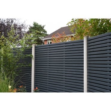 1.8m x 1.8m Contemporary Double Slatted Fence Panel - Anthracite Grey