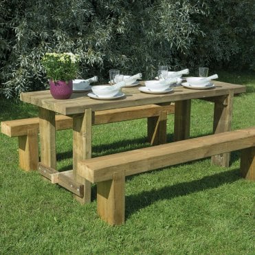 Refectory Table and Sleeper Bench Set - 1.8m