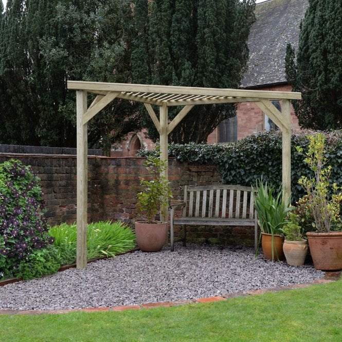 Forest Slatted Corner Pergola (213cm(h) x 294cm(w) x 147cm(d))