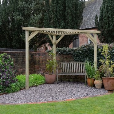 Slatted Corner Pergola (213cm(h) x 294cm(w) x 147cm(d))
