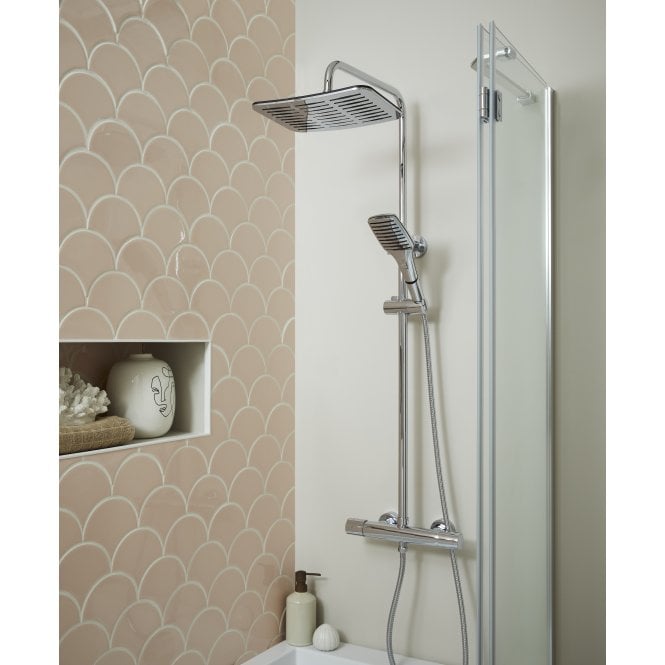 Highlife Bathrooms DRUMMORE COOL TOUCH THERMO SHOWER VALVE & HEAD WITH FIXED RAIL KIT
