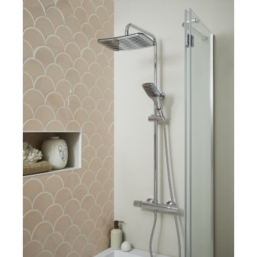 Drummore Cool Touch Thermo Shower Valve & Head With Fixed Rail Kit