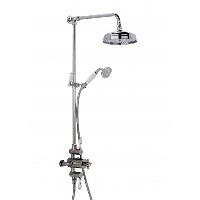 Highlife Bathrooms DUNBAR THERMOSTATIC PERIOD SHOWER VALVE & TRADITIONAL HEAD WITH FIXED RAIL KIT