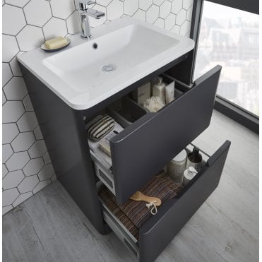 Highlife Bathrooms Fife 600 Floor standing 2 Drawer Unit Slate