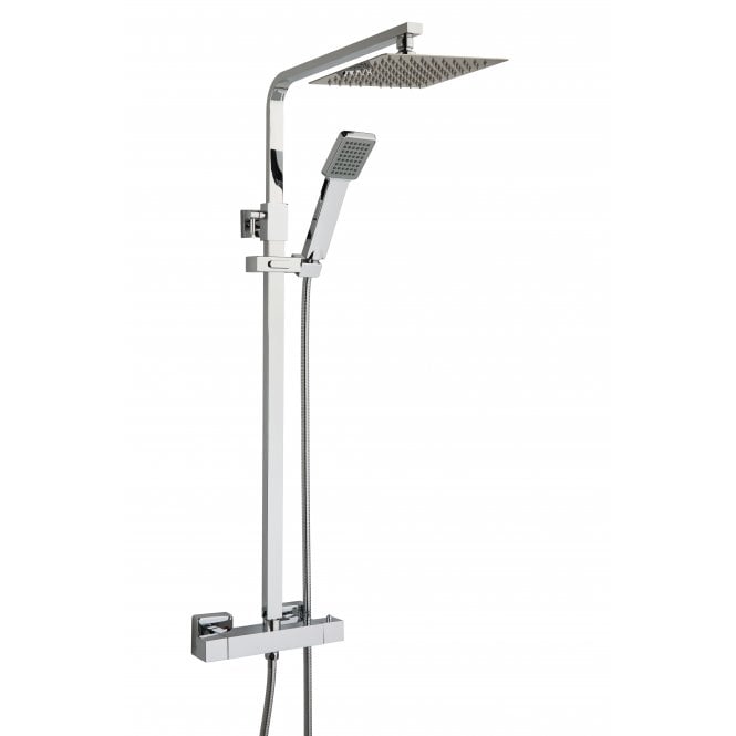 Highlife Bathrooms ORKNEY SERIES 2 BRUSHED BRASS THERMOSTATIC SHOWER VALVE & SQUARE HEAD WITH FIXED RAIL KIT