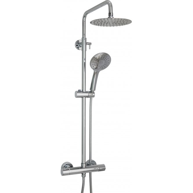 Highlife Bathrooms SPEY SERIES 2 BRUSHED BRASS THERMO SHOWER VALVE & ROUND HEAD WITH FIXED RAIL KIT