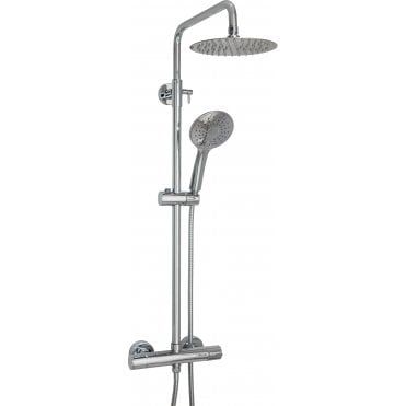 Spey Series 2 Thermo Shower Valve & Round Head With Fixed Rail Kit