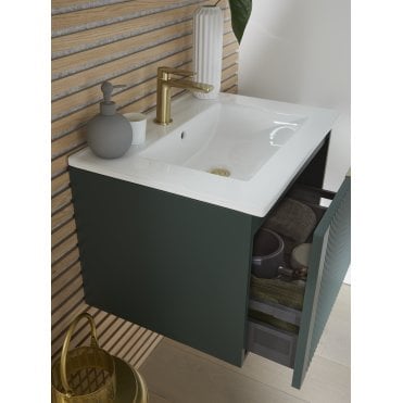Highlife Bathrooms Tyndrum 500 WH Single Drawer Unit - Forest Green