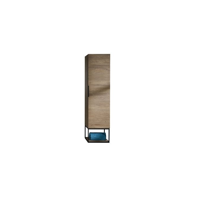 Highlife Bathrooms Ulva 1400 Tallboy urban OAK Unit Black Stainless Steel Frame