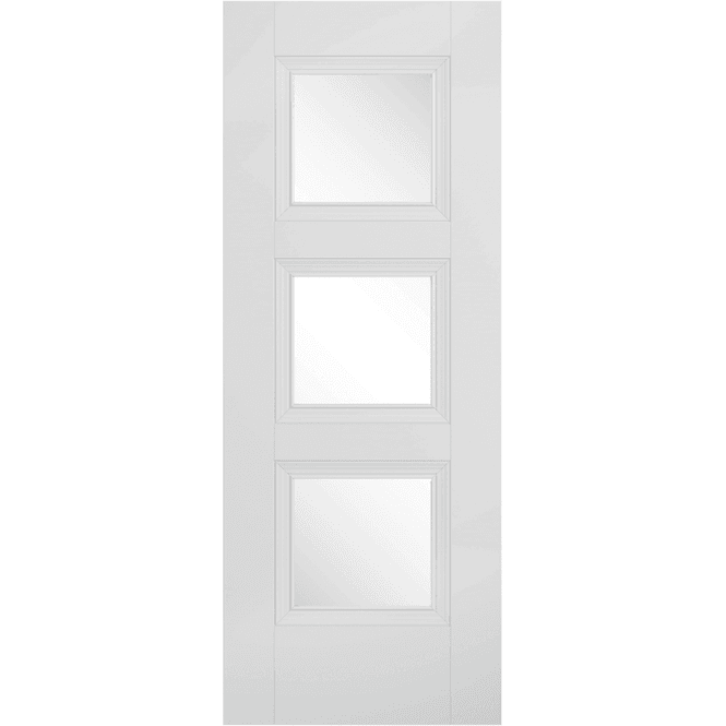 LPD Doors Amsterdam White Primed 3 Lite With Clear Glass Door