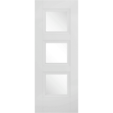 Amsterdam White Primed 3 Lite With Clear Glass Door