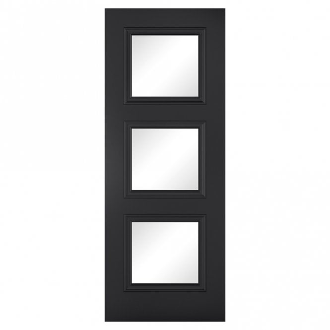 LPD Doors Antwerp 3L Primed Black Doors Clear Glazed