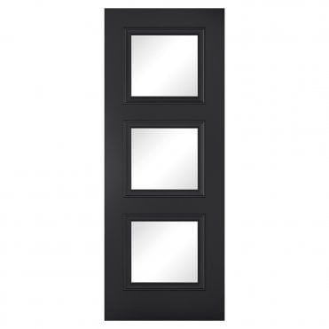 Antwerp 3L Primed Black Doors Clear Glazed