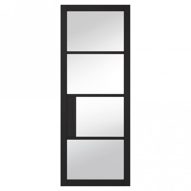 LPD Doors Chelsea 4L Primed Plus Black Clear Glazed