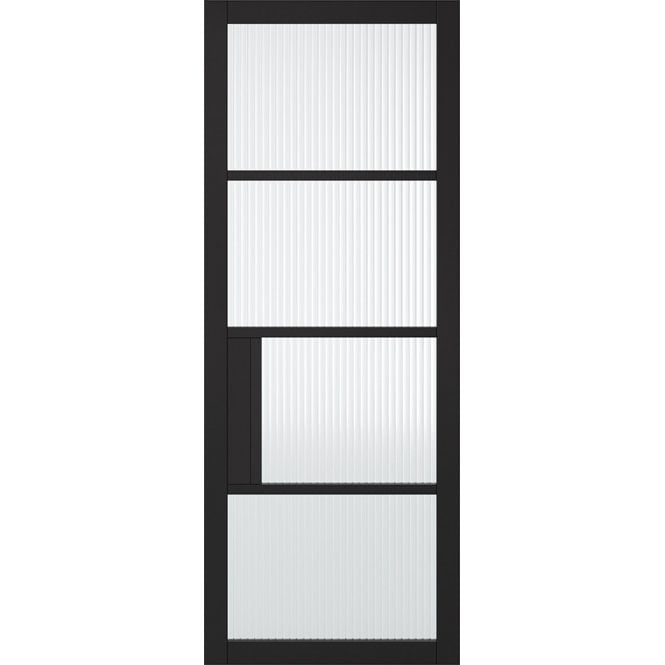 LPD Doors Chelsea 4L Primed Plus Black Glazed Reeded