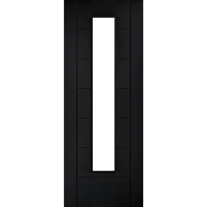 LPD Doors Linear Black 7 Panel 1 Lite Clear Glaze Laminate Door