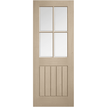 Mexicano Blonde Oak Pre-Finished 4 Lite Clear Glaze Door