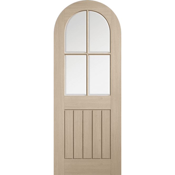 LPD Doors Mexicano Curved Top Blonde Oak Pre-Finished With Clear Glass Door