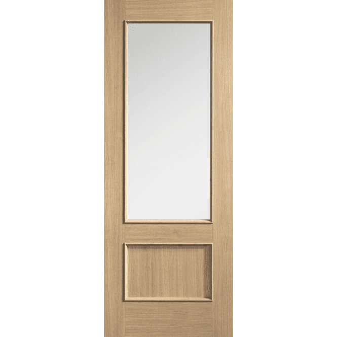 LPD Doors Murcia Oak Pre-Finished 1 Panel 1 Lite Clear Glass Door