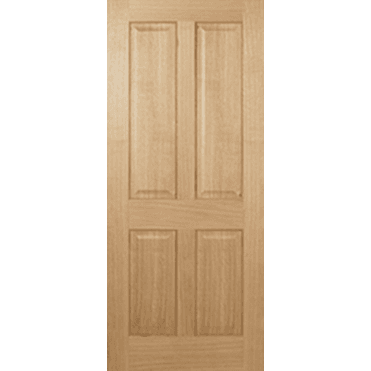 Regency Oak Unfinished 4 panel Non Raised Mouldings Door