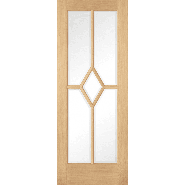 Reims Oak Pre-Finished 5 Lite With Clear Glass Diamond Door