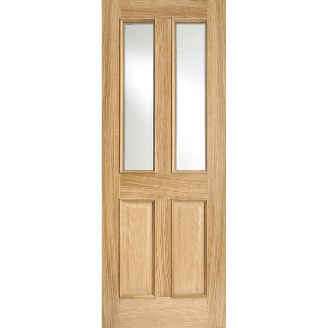 LPD Doors Richmond Oak Glazed Clear Bevelled Glass Raised Mouldings on 2 Sides Unfinished Internal Door