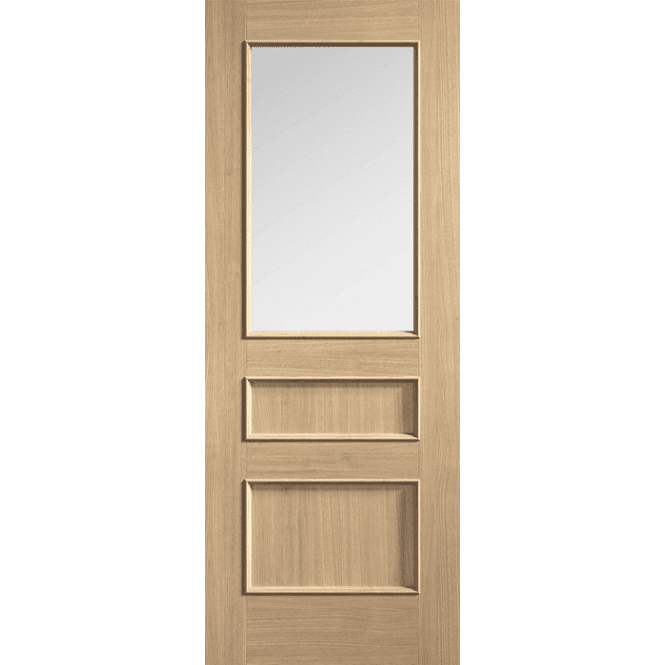 LPD Doors Toledo Oak Pre-Finished 2 Panel 1 Lite With Clear Glass Door